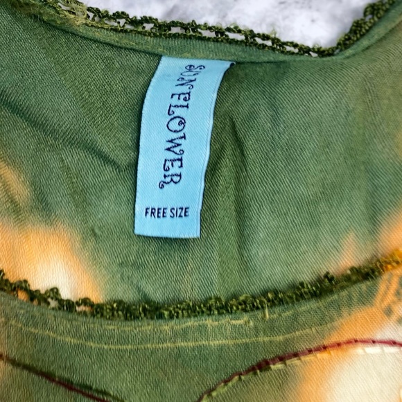 Sunflower Tie Dye Yellow & Green Butterfly Wing Top Size Free Small Medium - Picture 12 of 14